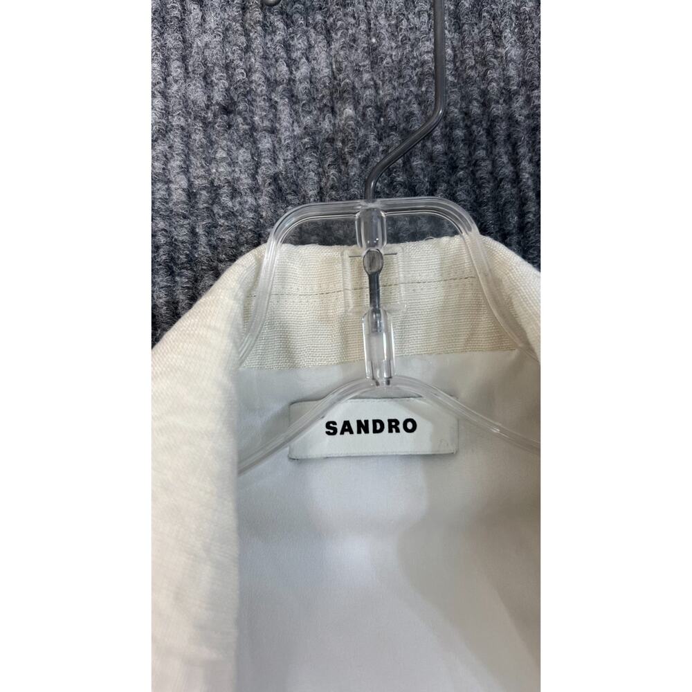 Sandro Carine Sleeveless Mini Dress Womens 34 Cream V Neck Classic Luxury - Picture 8 of 16